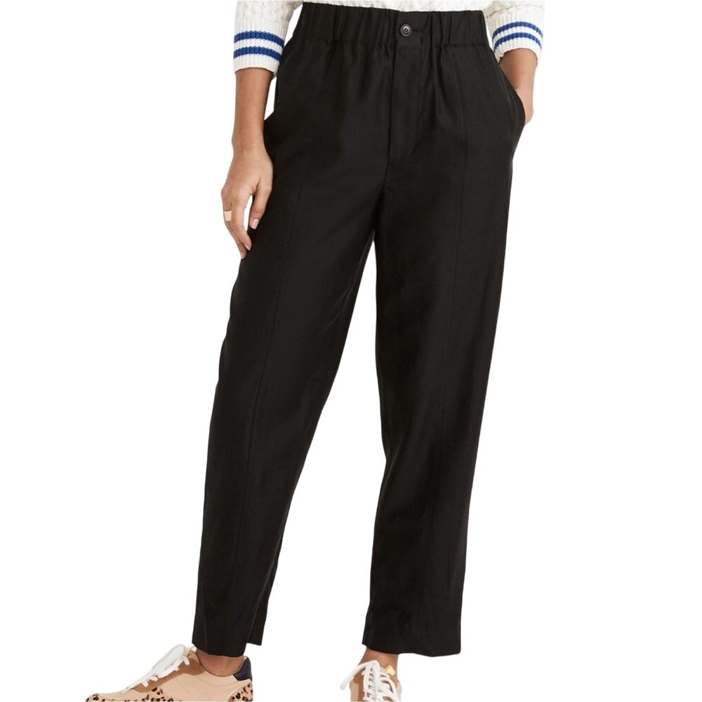 NWT Madewell Tapered Huston Pull-On Crop Pants, True Black, XS